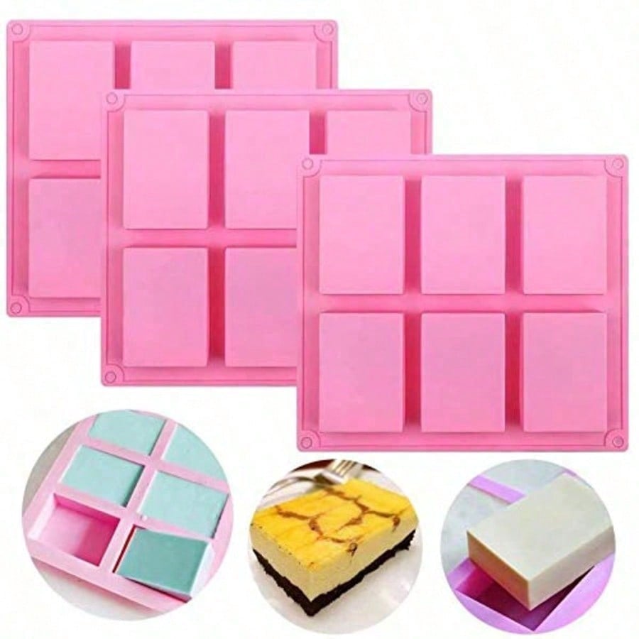 Soap Making Utensils - 1-2 Pack 6‑Cavity DIY Silicone Molds,