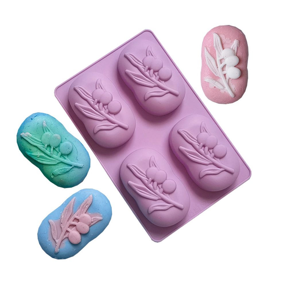 4 Cavities Oval Olive Tree Sil - Soap Making Home 评论和价格
