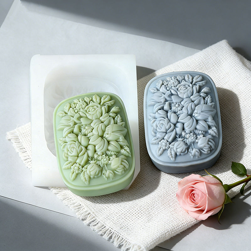 Square Floral Silicone Soap Mo - Soap Making Home 评论和价格